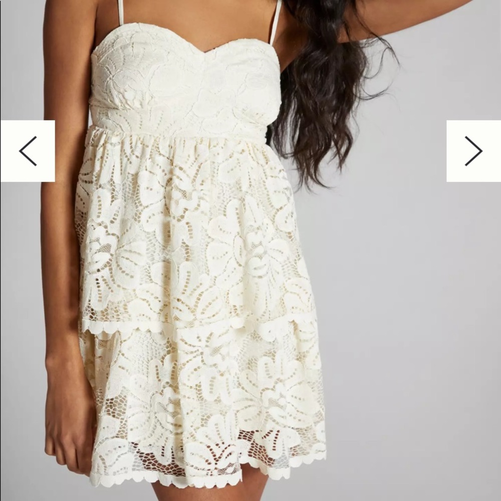 Anthropologie strapless lace mini dress